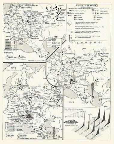 LAMINA LAROUSSE 70024: Mapas economicos de la URSS