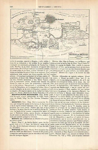 LAMINA ESPASA 17789: Plano de las ruinas de Menfis Egipto