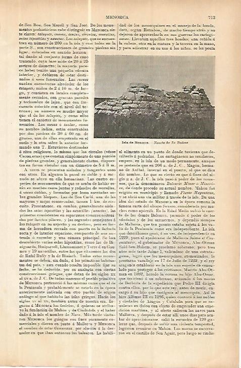 LAMINA ESPASA 17799: Naueta de Els Tudons en Menorca