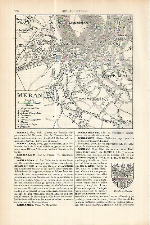 LAMINA ESPASA 17809: Plano de Meran Austria