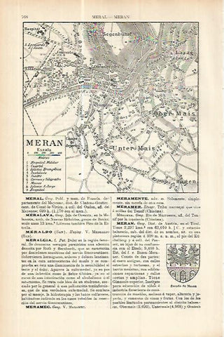 LAMINA ESPASA 17809: Plano de Meran Austria