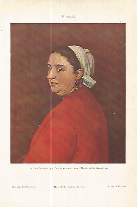 LAMINA ESPASA 17811: Retrato de mujer por Benito Mercade