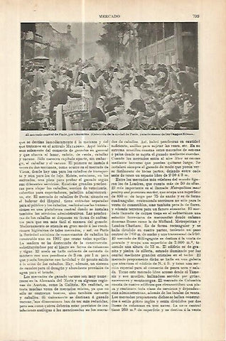 LAMINA ESPASA 17820: El mercado central de Paris por Lhermitte