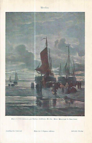 LAMINA ESPASA 17859: Playa de Scheveningen por Mesdag
