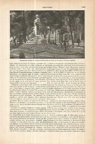 LAMINA ESPASA 17868: Monumento en el Paseo de Recoletos de Madrid
