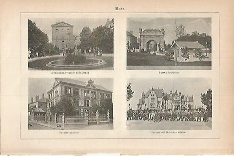 LAMINA ESPASA Alemania 17904: Vistas de Metz Alemania