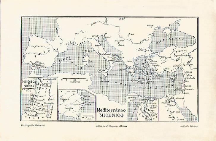 LAMINA ESPASA 17917: Mapa del Mediterraneo micenico