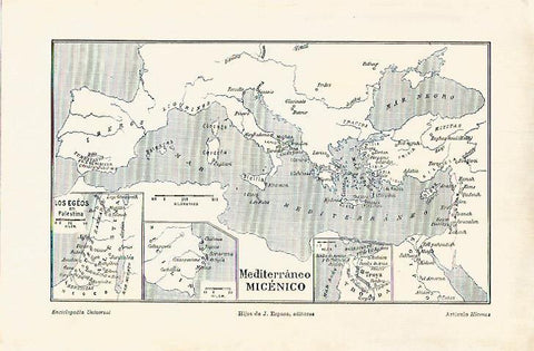 LAMINA ESPASA 17917: Mapa del Mediterraneo micenico