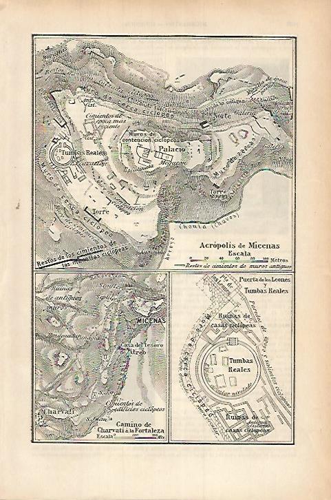 LAMINA ESPASA 17919: Plano de la Acropolis de Micenas Grecia