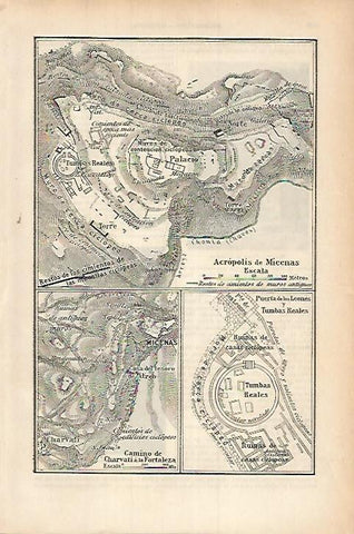 LAMINA ESPASA 17919: Plano de la Acropolis de Micenas Grecia