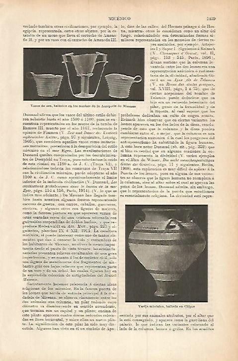 LAMINA ESPASA 17920: Vasos de Micenas Grecia