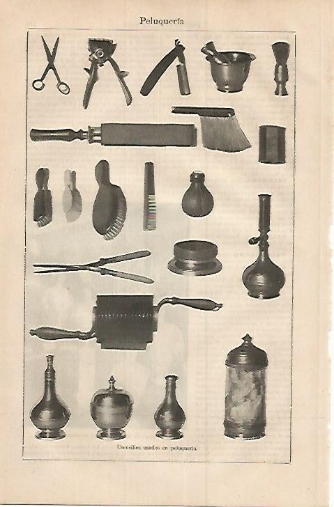 LAMINA ESPASA 17945: Utensilios de peluqueria