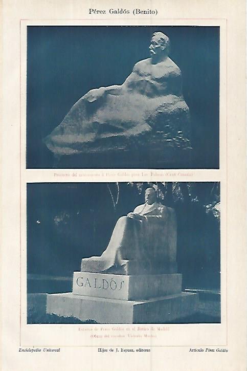 LAMINA ESPASA 17996: Estatua de Benito Perez Galdos