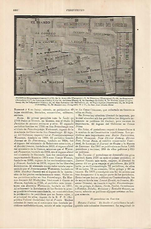 LAMINA ESPASA 18017: Periodicos hispanoamericanos