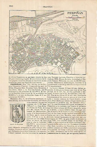 LAMINA ESPASA 18027: Plano de Perpiñan  Francia