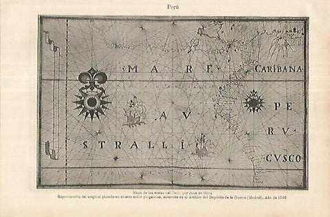 LAMINA ESPASA 18066: Mapa de las costas de Peru por Juan de Oliva