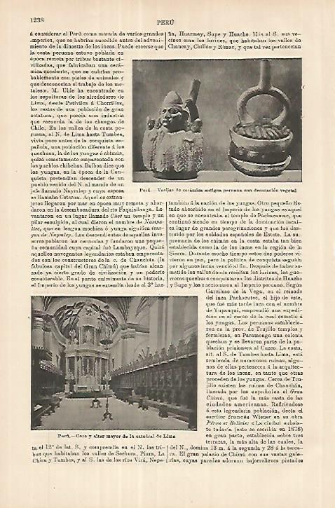 LAMINA ESPASA 18073: Catedral de Lima Peru