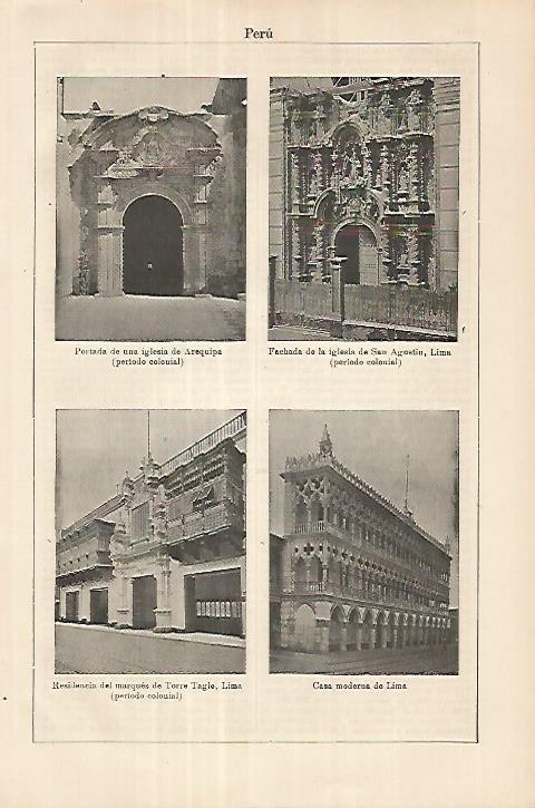 LAMINA ESPASA 18076: Edificios coloniales en Peru