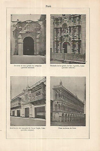 LAMINA ESPASA 18076: Edificios coloniales en Peru