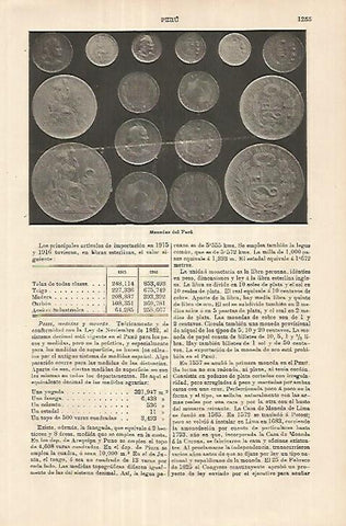 LAMINA ESPASA 18078: Monedas de Peru