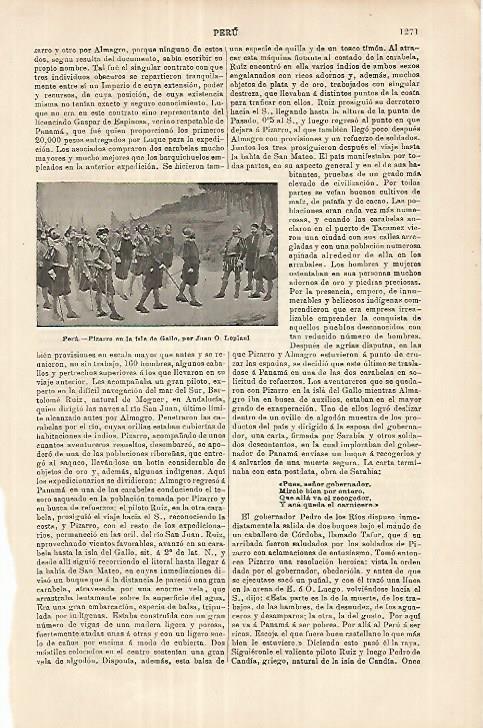 LAMINA ESPASA 18083: Pizarro en la isla de Gallo por Lepiani