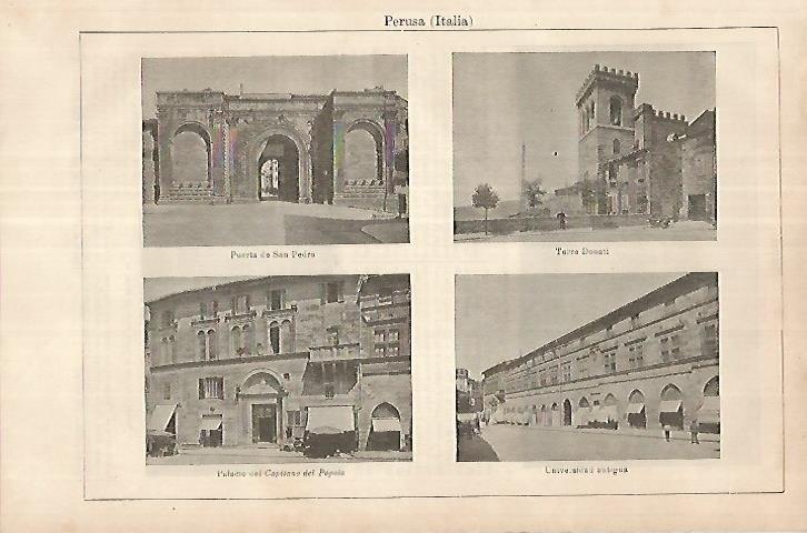 LAMINA ESPASA 18090: Vistas de Perusa Italia
