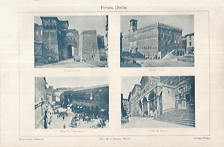 LAMINA ESPASA 18091: Edificios de Perusa Italia