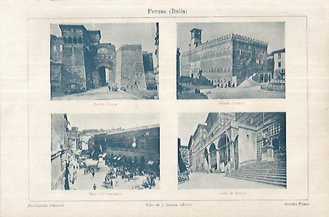 LAMINA ESPASA 18091: Edificios de Perusa Italia