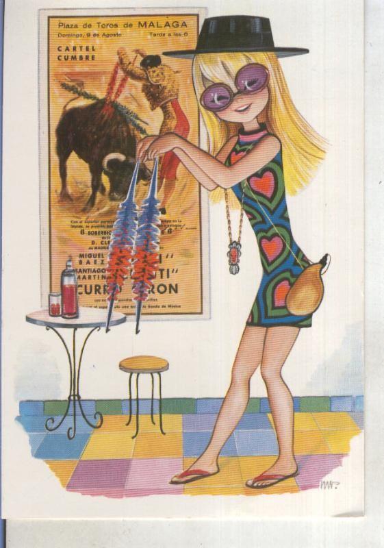 Postal 015260: Turista con banderillas, ilustracion de ?