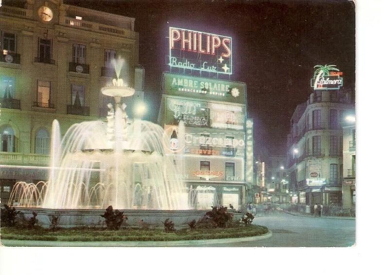 Postal 020761 : Plaza de Jose Antonio, Fuente iluminada - Malaga