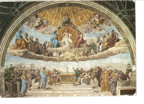 Postal 024357 : The Dispute of the Holy Sacrament. Stanze di Rafaello Citta del vaticano