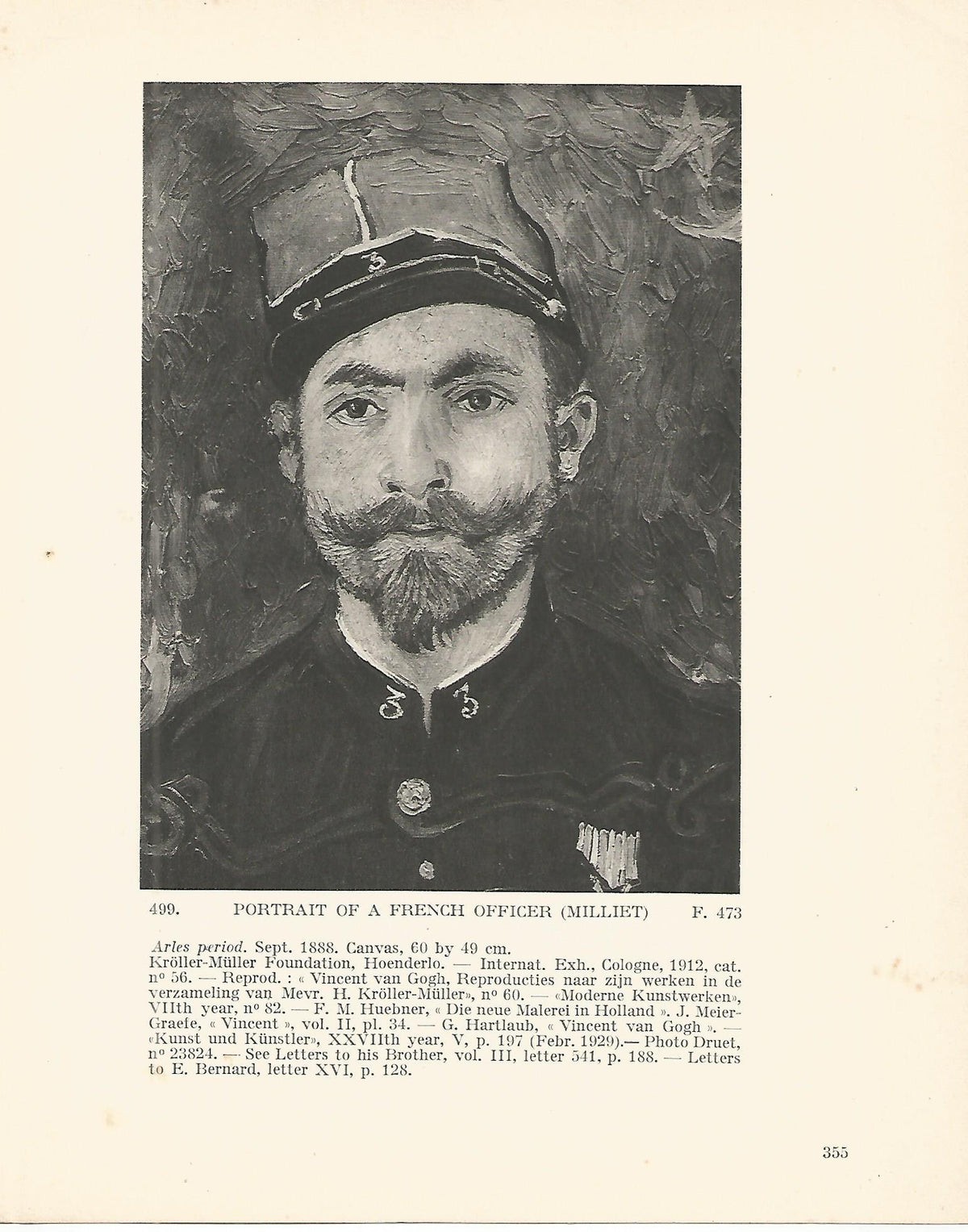 LAMINA 1373: VAN GOGH. Portrait of a French Officer (Milliet)