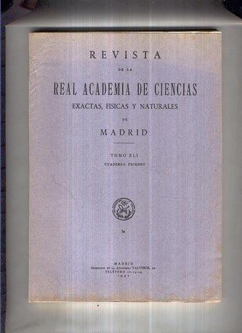 Revista de la Real Academia de Ciencias, tomo XLI, cuaderno primero