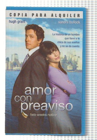 VHS-Cine: AMOR CON PREAVISO - Hugh Grant, Sandra Bullock