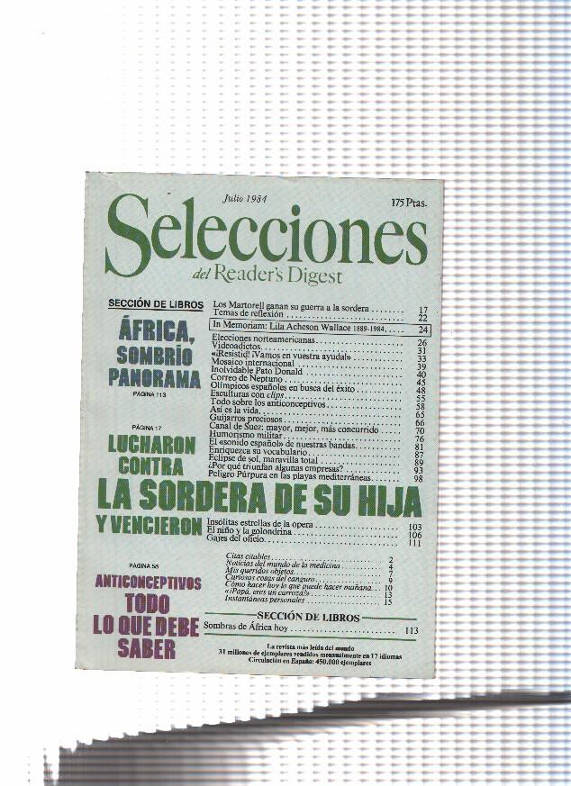 Selecciones del Readers Digest: 1984 Julio: Canal de Suez, Pato Donald
