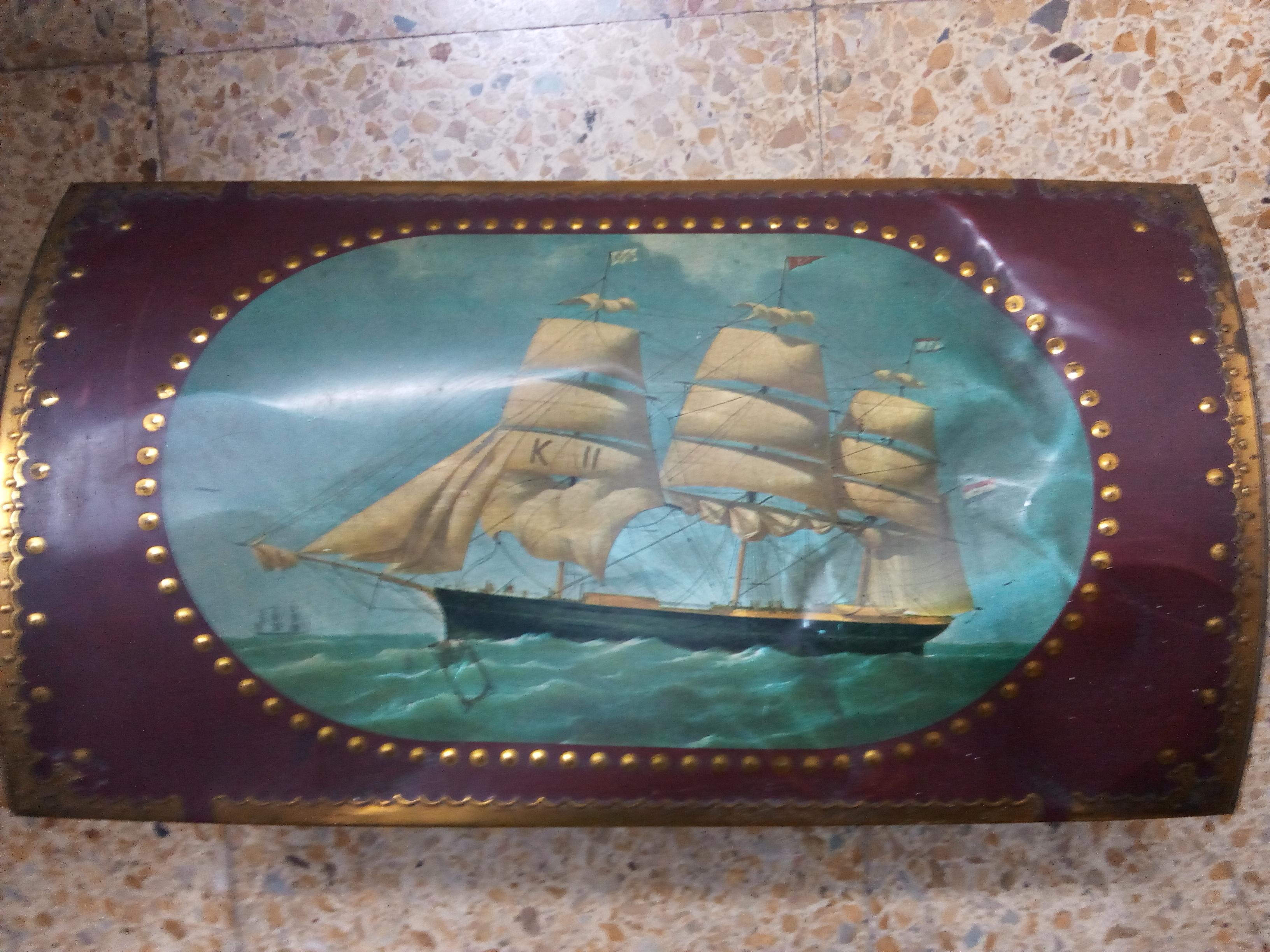 Caja metal motivos marinos de los años 60