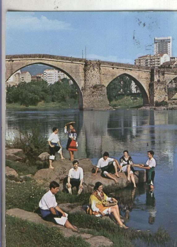 Postal:  Orense: puente romano sobre el Miño