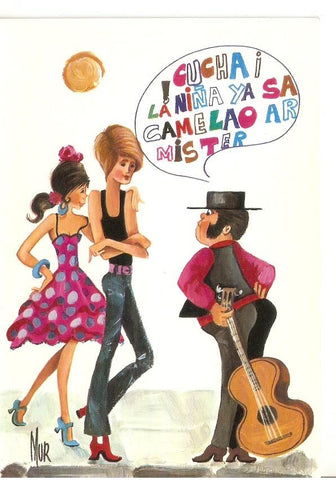 Postal 045174 : Dibujo espectaculo flamenco