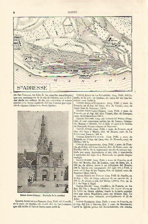 LAMINA ESPASA 18132: Mapa de Sainte Adresse Francia