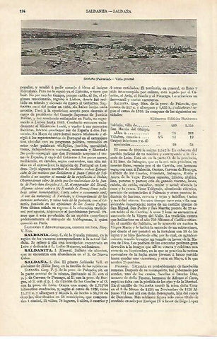 LAMINA ESPASA 18172: Vista de Saldaña Palencia