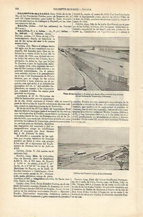 LAMINA ESPASA 18181: Salinas de Torrevieja Alicante