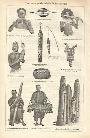 LAMINA ESPASA 18222: Instrumentos de musica indigenas