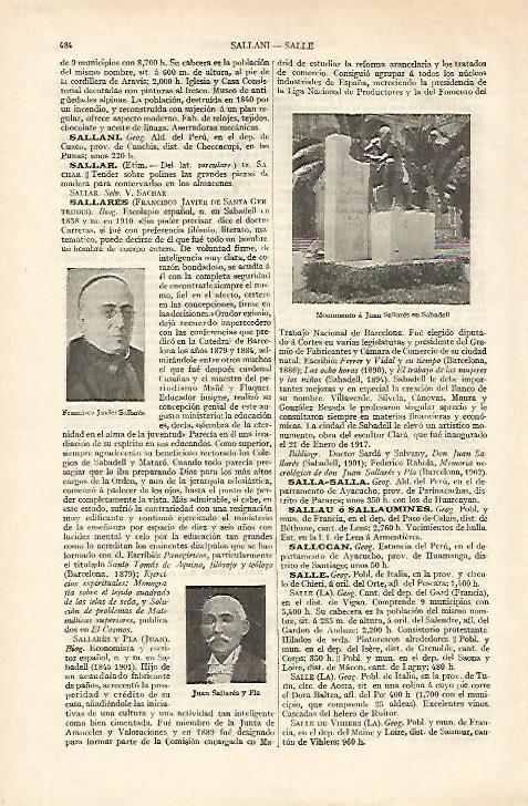 LAMINA ESPASA 18234: Monumento a Joan Sallares en Sabadell
