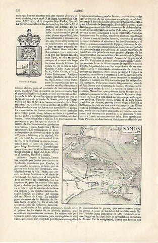 LAMINA ESPASA 18248:  Escudo y plano de Samos Grecia