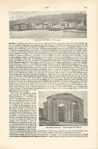 LAMINA ESPASA 18269: Vistas de Sant Carles de la Rapita Tarragona