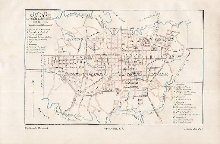 LAMINA ESPASA 18304: Plano de San Jose en Costa Rica