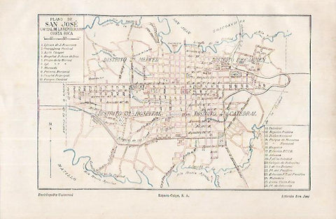 LAMINA ESPASA 18304: Plano de San Jose en Costa Rica