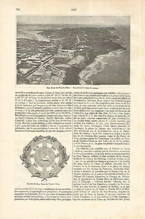 LAMINA ESPASA 18320:Vista aerea de San Juan de Puerto Rico