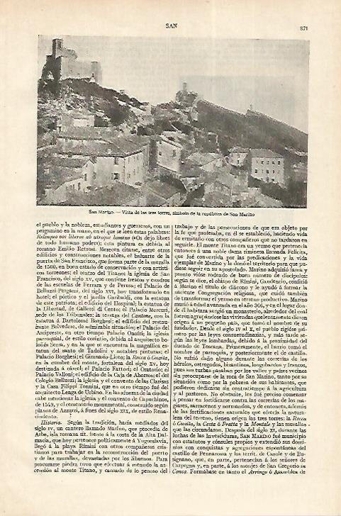 LAMINA ESPASA 18337: Las tres torres en San Marino