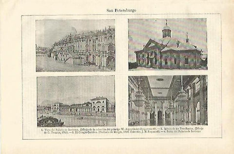 LAMINA ESPASA 18362: Vistas de San Petersburgo Rusia